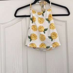 Lemon cropped halter top